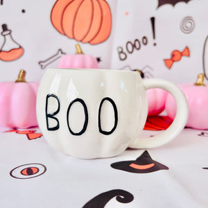 BOO Pumpkin Mug White